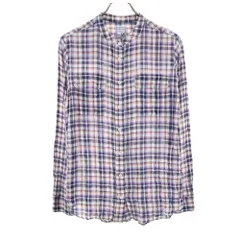 Ordinary fits オーディナリーフィッツ チェック柄 長袖 スタンドカラー シャツ 0 パープル系 レディース 古着のサムネイル