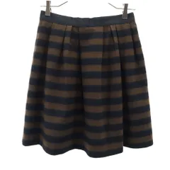 LANVIN en Bleu ランバンオンブルー 日本製 ウール ボーダー柄 ミニ丈 スカート 38 ブラウン系 レディース 古着のサムネイル