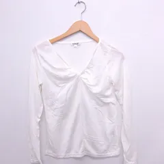 オフオン ofuon Tシャツ カットソー ねじり Vネック 長袖 無地 シンプル 40 オフホワイト 白 /FT46のサムネイル