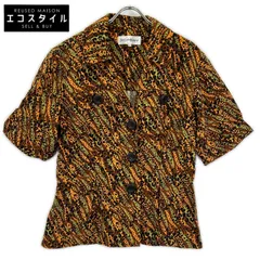 YvesSaintLaurent　イヴサンローラン　HZ171-616 ブラウン レオパード BIG釦 ヴィンテージ Vネック シャツ ジャケット　36のサムネイル