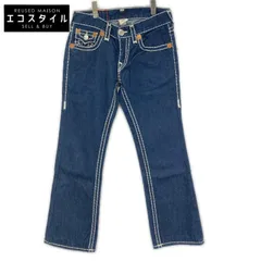 TRUE RELIGION　トゥルーレリジョン　JOEY SUPER　ネイビー 極太ステッチ ストレートデニム 34　29のサムネイル