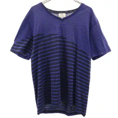 LANVIN en Bleu ランバンオンブルー 日本製 ボーダー柄 半袖 Vネック カットソー 50 ブルー メンズ 古着のサムネイル
