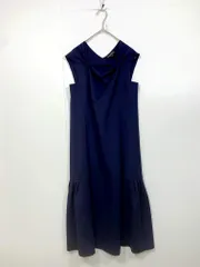 EMPORIO ARMANI エンポリオアルマーニ ドレープ ノースリーブ ひざ丈 ワンピース size36/紺 ■◆ レディースのサムネイル