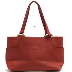 美品 ラルフローレン レザートートバッグ オレンジ 内側マドラス 