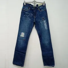 AEROPOSTALE (エアロポステール) メンズ スリムフィット ストレートデニム 28/32サイズ ブルー系×ダメージ加工 A2YY7-33のサムネイル