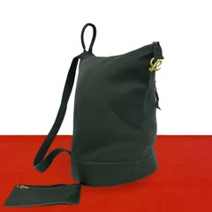 極 美品 希少品 LOEWE ロエベ アントン ロゴ 金具 レザー 本革 リュックサック バックパック デイパック レディース グリーン 98239のサムネイル
