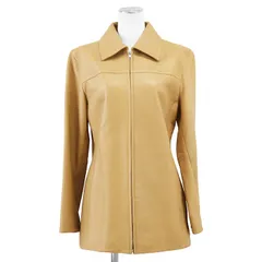 SALE【美品】COACH コーチ レザージャケット サイズ S レディース ウエストシェイプ シャツカラー カーコート 春秋兼用 アウター ハンガー・ガーメント付属 キャメルのサムネイル