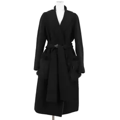 FENDI フェンディ カシミヤコート サイズ 42 レディース フォックスファーポケット ベルテッド アウター ガーメント付属 ブラック 黒 イタリア製のサムネイル