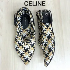 【セリーヌ CELINE】フィービー期ベルテッドフラットメッシュシューズ  35 ブラック×ホワイト×ベージュ系 ⭐︎のサムネイル