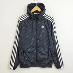 adidas アディダス モノグラム ウィンドブレーカー ジップアップ ジャケット フーディー 裏地 メッシュ スリーストライプス スポーツ トレーニング ウェア ブラック M G610のサムネイル