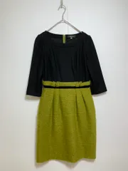 JUSGLITTY ジャスグリッティー 42464030 定価26250円 モヘアニットドッキング ワンピース size2/黒×緑 ■■レディースのサムネイル