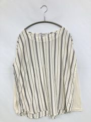 GLOBAL WORK グローバルワーク Tシャツ/カットソー L アイボリー ストライプ柄 ミドル丈 長袖 ボートネック レディース