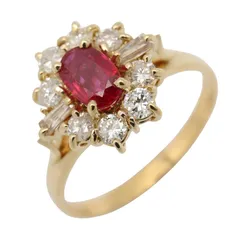 ジュエリー JEWELRY リング・指輪 ルビー ダイヤ リング ﾀﾞｲﾔ 3.2g #11.5 K18（イエローゴールド） ダイヤモンド リング レディース Used Aのサムネイル
