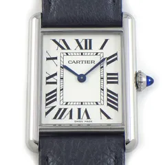 カルティエ Cartier 腕時計 タンク マスト LM WSTA0041 レクタンギュラー シルバー文字盤 ローマンインデックス ブラック レザーベルト SS クオーツアナログ 【箱・保付き】 【中古】のサムネイル