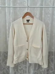 L) マッシモ ドゥッティ ポケット Vネック カーディガン アイボリーのサムネイル