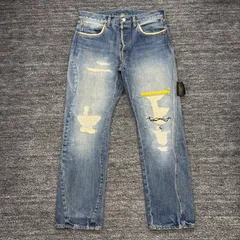 未使用同様 UNDERCOVER but beautiful 4.5 復刻 68 デニムパンツ 3 アンダーカバー ダメージ リペア ビーズのサムネイル