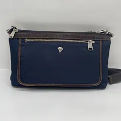 BN9620□ウルティマトーキョー 2WAY ショルダーバッグ セカンドバッグ 持ち手付き ナイロン×レザー ネイビーのサムネイル