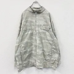 AIR WALK　エアウォーク　フルジップミリタリージャケット　カモフラ　迷彩　リップストップ　カーキ　4Lサイズ　古着【値引き交渉OK！】のサムネイル