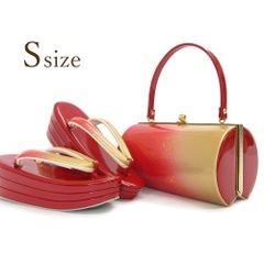 未使用 本革 高級キンワシ印 草履バッグセット 朱赤 23.5 エナメル