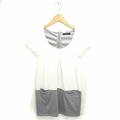 ディグレース DGRACE ワンピース ひざ丈 バイカラー プルオーバー 丸首 半袖 アイボリー グレー 白 灰 /TT34のサムネイル