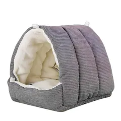ARYRA モルモット フェレット うさぎ ベッド ハウス 家 小屋 寝床 隠れ家 吊り下げる鳥暖かい巣箱 ハムスターハンモック ハリネズミ ハウス ドーム型冬用ペットベッド 小動物ハウス 遊び場 寝床 ダークグレー 15*15*14.5cmのサムネイル
