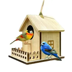 Lyyxjsltd 巣箱 野鳥用巣箱 ハンギング バードハウス 完成品 鳥の巣箱 天然木 鳥小屋 吊り下げ 無垢材 巣箱 屋外 庭 公園 ガーデン 中庭 テラス インテリア 野鳥 小鳥 野鳥 繁殖 自然観察 小動物 遊び場 自然愛好家 親子向けのサムネイル