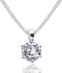 A neige ネックレス レディース メンズ 人気 ジルコニア採用 一粒 1カラット 6mm シルバー925 ベネチアンチェーン 50cm フリーアジャスター 金属アレルギー対応 (シルバー)のサムネイル