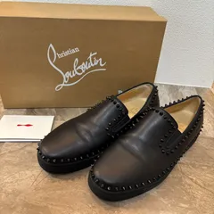 （i483）Chistian Louboutin クリスチャン ルブタン メンズ シューズ スリッポン 革靴 ブラック レザー  スタッズ 43のサムネイル