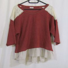 1030121　axes femme　アクシーズファム　ニットプルオーバー　五分袖　レディース　M　ブラウン系