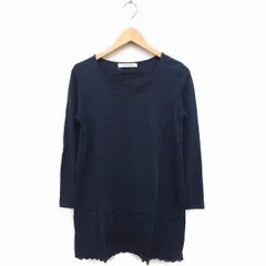 ピュアルセシン pual ce cin ワンピース リブ ニット レース 長袖 ひざ丈 コットン 綿 チャコール /FT18のサムネイル