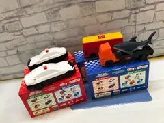 【H7-17】◇ 中古　マックコラボ　トミカ　マクドナルドセットバス&日野プロフィアメガロドン搬送車&日産スカイラインパトロールカー　4個セットのサムネイル
