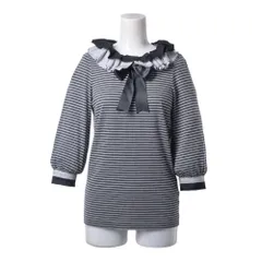 CHANEL 08A P34294 コットン ボーダー フリル カットソーのサムネイル