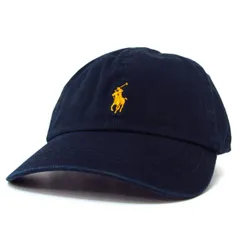 Ralph Lauren ラルフローレン 男女兼用 ビンテージ ワンポイントポニー エンブロイド キャップ 帽子 フリーサイズ Navy/Yellowのサムネイル