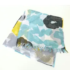 【極美品】ソウソウ SOUSOU★わっかストール 優 白×ハッカ系 花柄ショール  so0271のサムネイル