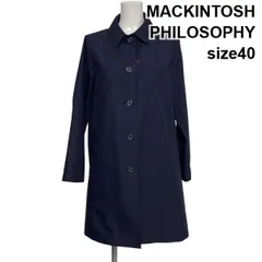 ◆ マッキントッシュフィロソフィー MACKINTOSH ステンカラーコート ロングコート 長袖 Aライン ネイビー 綿 40 L 11号 レディース S6I125のサムネイル