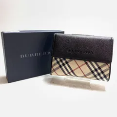 f001 未使用 バーバリー 三つ折り がま口 財布 レザー ノバチェック ユニセックスのサムネイル