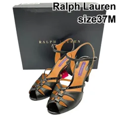 ラルフローレン Ralph Lauren ストラップ サンダル 靴 シューズ パープルレーベル 太めヒール 黒 レザー 37M 約23cm レディース 6V866のサムネイル