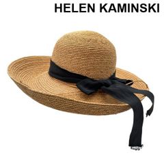 美品✨ヘレンカミンスキー 麦わら帽子 ラフィアハット りぼん 日除け
