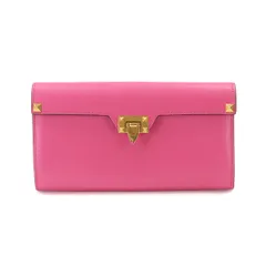 未使用 展示品 ヴァレンティノ ガラヴァーニ VALENTINO GARAVANI ロックスタッズ 二つ折り 長財布 レザー ピンク ゴールド 金具 90332364のサムネイル