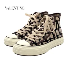 ヴァレンティノ VALENTINO スニーカー 靴 シューズ ファブリック レザー ベージュ ブラック ブラウン 未使用 ハイカットスニーカー トワル イコノグラフトータループのサムネイル