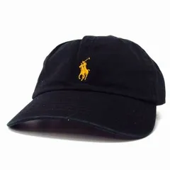 Ralph Lauren ラルフローレン 男女兼用 ビンテージ ワンポイントポニー エンブロイド キャップ 帽子 フリーサイズ Black/Yellowのサムネイル