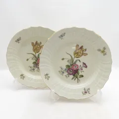 美品 ROYAL COPENHAGEN ロイヤルコペンハーゲン フリセンボー 中皿 2枚 ペア ディープ 20cmプレート 花柄 SO4200L1 のサムネイル
