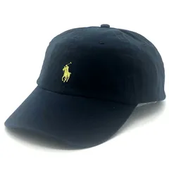 Ralph Lauren ラルフローレン 男女兼用 ビンテージ ワンポイントポニー エンブロイド キャップ 帽子 フリーサイズ Navy/L.Yellowのサムネイル