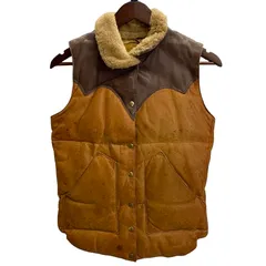 ロッキーマウンテンフェザーベッド Rocky Mountain Featherbed 70's LDV LEATHER DOWN VEST レザー 襟ムートン ダウンベスト レディース合わせ ベスト ブラウン 5/6サイズ 201MT-6379 VBのサムネイル