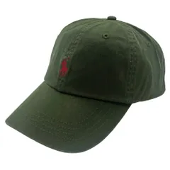 Ralph Lauren ラルフローレン 男女兼用 ビンテージ ワンポイントポニー エンブロイド キャップ 帽子 フリーサイズ Olive/Burgandyのサムネイル
