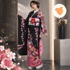 成人式振袖6点セット 黒ピンクぼかし銀通し - メルカリ