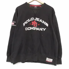 XL/古着 ラルフローレン ポロジーンズ 長袖 スウェット メンズ ビッグロゴ 刺繍 大きいサイズ クルーネック ブラック【spe】 26jul10のサムネイル