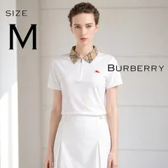 【美品】BURBERRY GOLFバーバリー ゴルフ 日本製 三陽商会 コットン100% 襟ノバチェック柄半袖 ハーフジップポロシャツ M 白ホワイト×ベージュ 【古着】【中古】【送料無料】のサムネイル