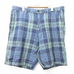 W39/古着 ジェイクルー ショート パンツ ショーツ メンズ リネン ネイビー チェック 26jul10のサムネイル