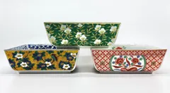 【新品未使用✨】有田焼 角鉢 3点セット 明宝窯 和光園 第一陶器 色絵 和食器 aucのサムネイル